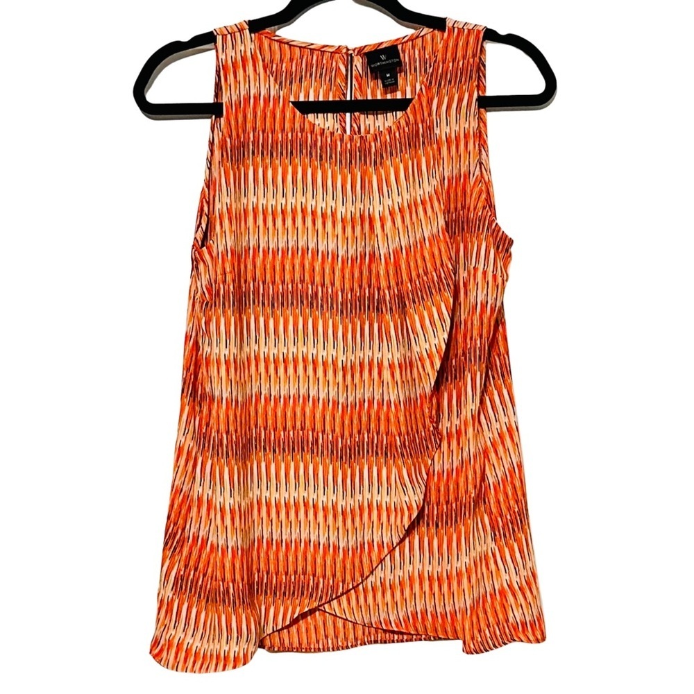 Worthington Multicolor Sleeveless Blouse Vibrant Printed Layered Top Sz Medium